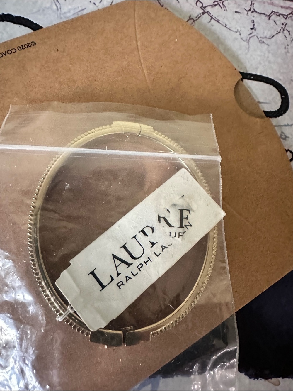 Lauren Ralph Lauren Gold-Tone Beaded Edge Bangle Bracelet w unbranded earrings